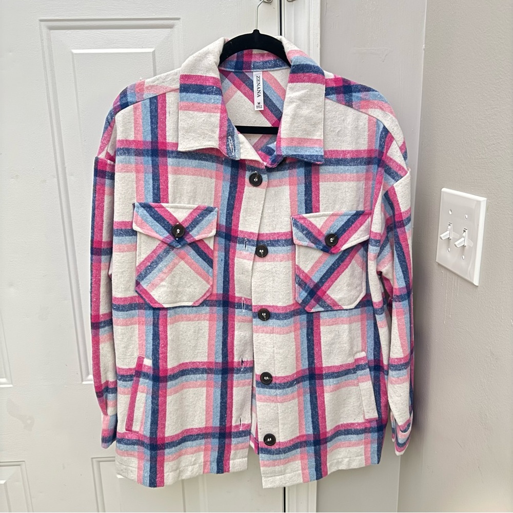 Ladies Plaid Jacket Button up